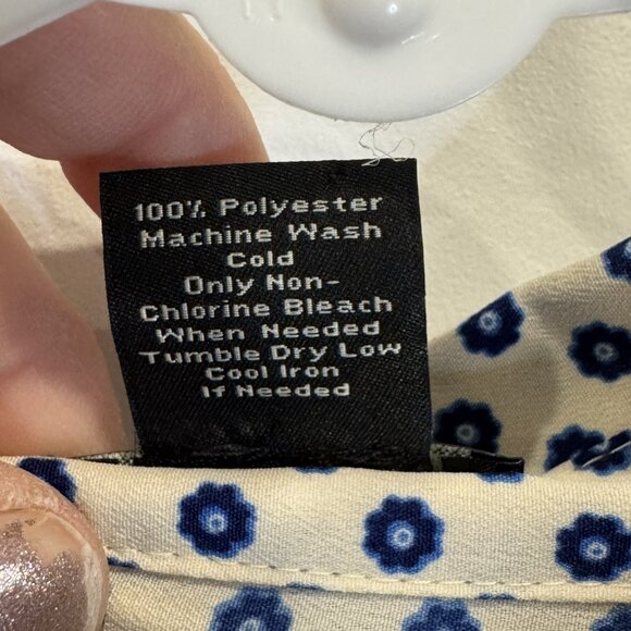 Ann Taylor 14 Blue Floral Dot Button-Down Shirt EUC Workwear Professional Classy - Picture 5 of 5